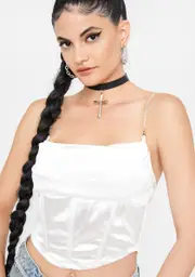 Ivory Better Be Satin Corset Crop Top