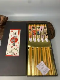在飛比找Yahoo!奇摩拍賣優惠-日本回流 全新原盒 浮世繪筷子 竹制工藝 五種畫片 制作精良