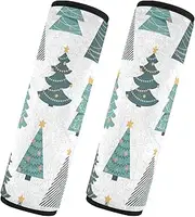 Car Seat Belt Pads Covers Set of 2 Breathable Car Safety Seat Belt Strap Shoulder Pad Camera Bag Strap Cover Car Accessories for Women Men Kids M Cartoon Christmas Trees