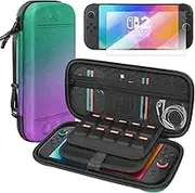 Switch Case for Nintendo 2, Screen Protectors for Nintendo Switch 2 2025, Travel Carrying Game Protective Case for Nintendo Switch 2 Accessories, Large & Hard (Purple Green)