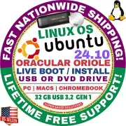 UBUNTU 24.10 LINUX OS BOOTABLE USB / DVD ORACULAR ORIOLE AMD64 / MAC & PC