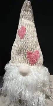 Spring Gnome Hearts on Beanie Hat White Beard Weighted Plush 14" Huntington Home