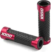 HJQHYLDZ Motorcycle 22mm CNC Aluminum Rubber Gel Handle Bar Hand Grips Compatible with Kawasaki Z1000 Z1000R Z1000SX Ninja 1000 1000SX ABS