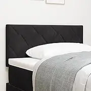 Black Velvet Headboard, Diamond Block Design, Adjustable Height, Comfortable, Durable Wood Frame, Queen Size Bed