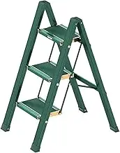 Step Ladder 3 Step/ 4 Step Folding with Anti-Slip Pedal, Lightweight Step Ladder with Handrails, 330 lbs Capacity Perfect for Kitchen & Household, Plant Stand Ladder Stool, Home Decor(Green,3 Step)