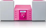 Lenco MC-013PK Stereo System - Compact System for Children - Radio CD Player - LCD Display - AUX Input - 2 x 2 Watt RMS - with Stickers - Pink