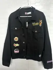 Scooby Snacks Jacket Men's L Scooby-Doo Retro Cartoon Black Denim NEW $109