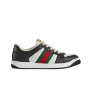 (W) Gucci Screener Leather Sneakers Black White