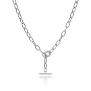 Bevilles Paperclip Fob Chain Necklace in Sterling Silver