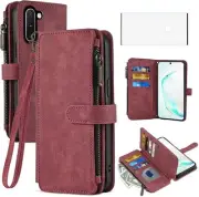 Phone Case for Samsung Galaxy Note 10 5G Wallet Cover with Tempered Glass Screen