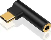 Duttek 90 Degree USB C to 3.5mm Audio Adapter 1Pack, USB Type C Male to 3.5mm Female Headphone Jack Adapter for MacBook, iPad Pro, S22 S21 S20 and USB C Headphone Adapter (Black)