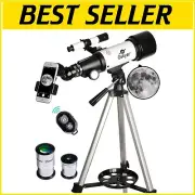 Portable 70mm Aperture Telescope with Wireless Remote & Carry Bag for Beginners