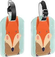 [WOSHJIUK] Luggage Tags,2 Pack Labels Suitcase Tags,Winter Cartoon Fox,Luggage Tags Privacy Protection Travel Bag Tag