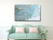 Abstract Blue Gold Stretched Canvas Print