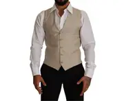 Dolce & Gabbana Beige Cotton Silk Formal Dress Vest