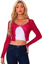 [Allegra K] Lightweight Bolero Shrug for Women's Sheer Textured Crop Shrug