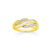 9ct Gold Diamond Swirl Dress Ring