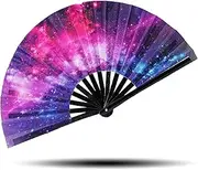 AMSNINK Rave, Fan Rave, Large Men and Women Folding Hand Fans, Chinese and Japanese Kung Fu Tai Chi Fabric Bag Performance, Decoration, Dance, Festivals, Gifts