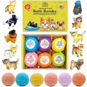 6 Organic Bath Bombs For Kids with Surprise Inside LITTLE PUPPY TOYS 5 oz each