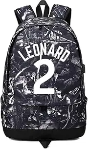 Basketball Player Star Leonard Luminous Ball Storage Backpack Sports Equipment Depositary Multifunctional Student Bookbag for Men Women (Grey Pattern 1)