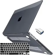 Batianda Compatible with New MacBook Air 13.6 inch Case 2025 2024 2022 Release with M4/M3/M2 Chip, Crystal Clear Plastic Protective Hard Shell Case Keyboard Cover, Crystal Black