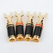 2/4/8Pcs Copper Y Spade Connectors Gold Plated Plugs Speaker Cables Terminal DIY