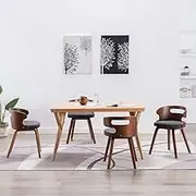 Dining Chairs Set of 4, Dark Grey Fabric Upholstered, Bent Wood Frame, Modern Kitchen Room Chairs, Comedor Seating, Home Furniture