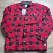 Tommy Bahama Kids XXL (16) Sherpa Lined Buffalo Plaid Shacket Jacket Red Black