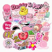 50pcs/set Cartoon Pink Kawaii Stickers for Girls Scrapbooking Notebook Diary Laptop Stationery Cute Kids Decals pvc Stickers