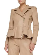 L'Agence Lyric Peplum Biker Jacket