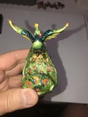 Keren Kopal Trinket Box Colorful Peacock Rare Retired.