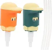 Vaguelly 2Sets Leak Oil Consumption Squeezer Multi Function Dispenser Pump for Kitchen Cartoon Nozzle Condiment Bottle for Oyster Sauce and Other