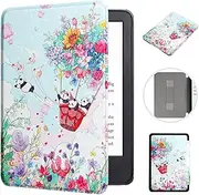MOKASE Case for 7" Kindle Paperwhite (12th Generation, 2024) & Kindle Colorsoft Signature Edition, Ultra Thin PU Leather Hard Protective Cover with Hand Strap for 7 inch 2024 E-Reader, Panda Balloon