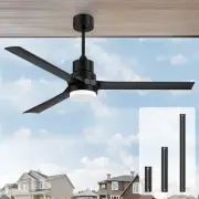Outdoor Ceiling Fan with Lights: 60 inch Black Ceiling Fan with Remote Fan fo...