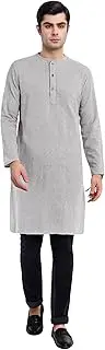 [SKAVIJ] Men Tunic Kaftan Handloom Cotton Long Kurta Indian Casual Henley Gown Shirt