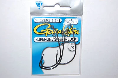 gamakatsu superline spring lock 4/0 hook 296414 bass swimbait worm lizard hooks