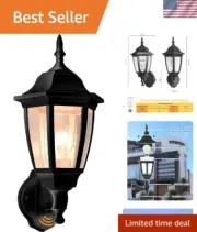 Dusk to Dawn Outdoor Wall Light with LED Edison Filament Bulb - Black Finish