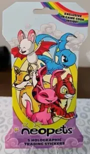 NEOPETS 5 Holographic Trading Stickers with In Game Code Inside