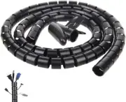 Black Spiral Winding Cable Management Pipe Wire Wrap Line Coiled Tube, Flexible