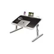 SOGA 60X40cm Black Small Laptop Bed Study Table Adjustable Portable Foldable