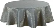 Home Beyond 70 Inch Round Jacquard Tablecloth, Waterproof Spillproof Wrinkle Res