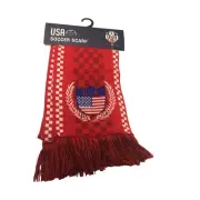 USA Soccer Knit Scarf Red White Blue Laurels Flag Checkered Acrylic