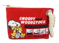 在飛比找Yahoo!奇摩拍賣優惠-【卡漫迷】 Snoopy 麻繩 化妝包 紅色 ㊣版 帆布 史