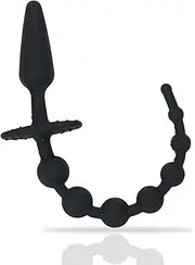 Beginner Anal Beads Butt Plug with 7 Anal Balls, Progressive Design Anal Chain Sex Toys for Men Women, Flexible Silicone Stimulator for Vaginal Anus Dilator Prostate Massage (Beginner Version)