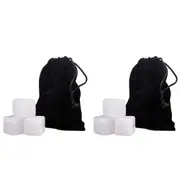 2x 6pc Bartender White Jade Gin Stones Reusable Ice Cubes Set w/ Velvet Pouch