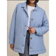 Torrid 2 Plus Size Blue Poly Fill Lightweight Shacket Jacket 2x 18-20 NWT