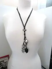 CHICOS "SASSY STRIPE" BEADED NECKLACE 20-24"