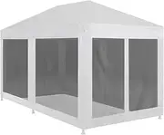 6x3 m Party Tent with 6 Mesh Sidewalls, UV & Water Resistant, Durable Powder-Coated Steel Frame, White & Black
