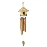 Bamboo Round Tiki Hut Birdhouse Wind Chime 22"