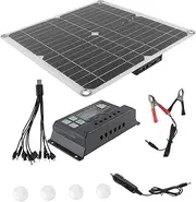 1Set Solar Panel Kit for Emergency Power Supply Monocrystalline Silicon Portable for Outdoor Use High Conversion Efficiency for Travel Camping